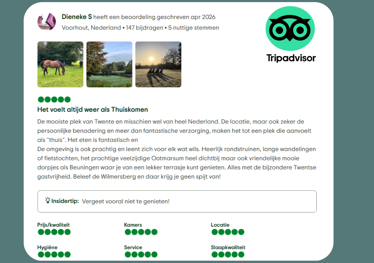 Wilt u weten hoe een verblijf bij ons écht voelt?